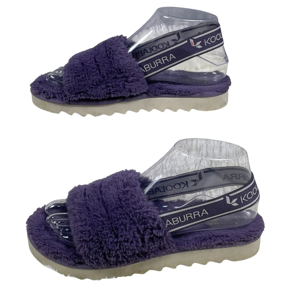 Koolaburra by UGG Fuzzn Faux Fur Slippers Youth Girls 3 Purple Slingback Shoes